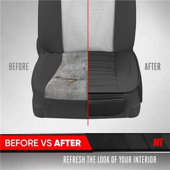 Motor Trend Faux Leather Car Seat Covers Black Padded with Storage for SUV Truck - Picture 6 of 7